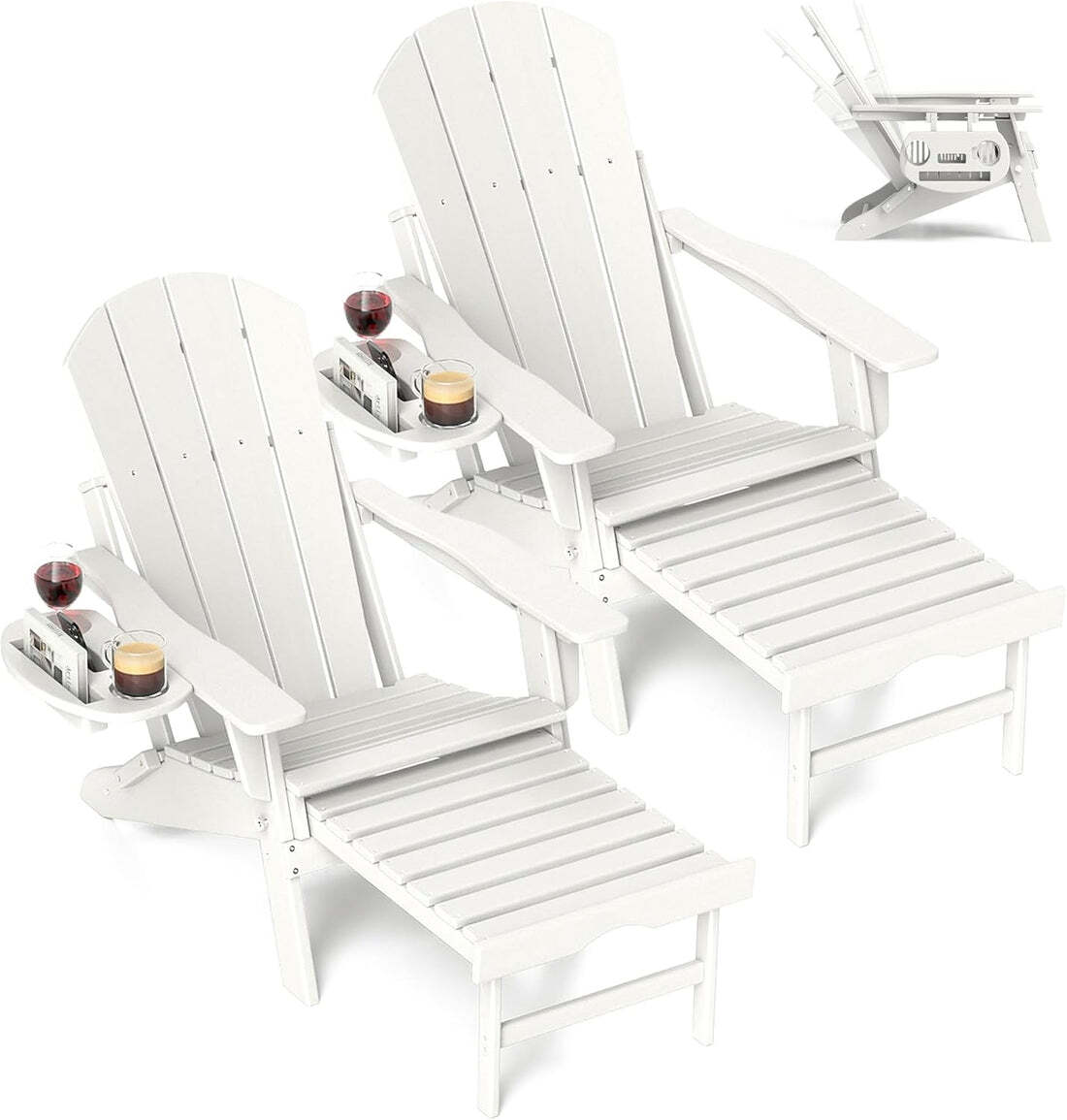 Chaise Adirondack réglable avec repose-pieds rétractable