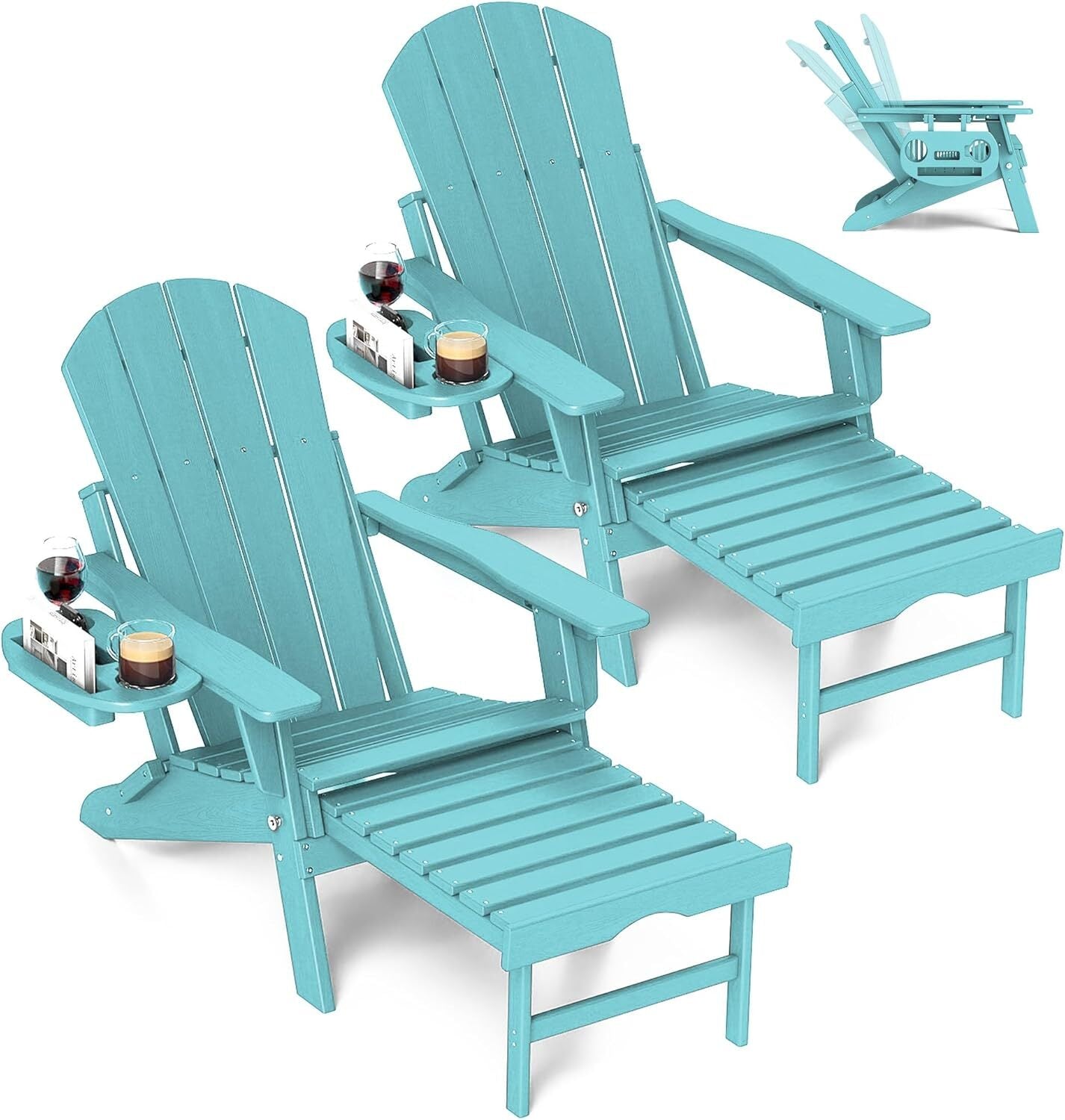 Chaise Adirondack réglable avec repose-pieds rétractable