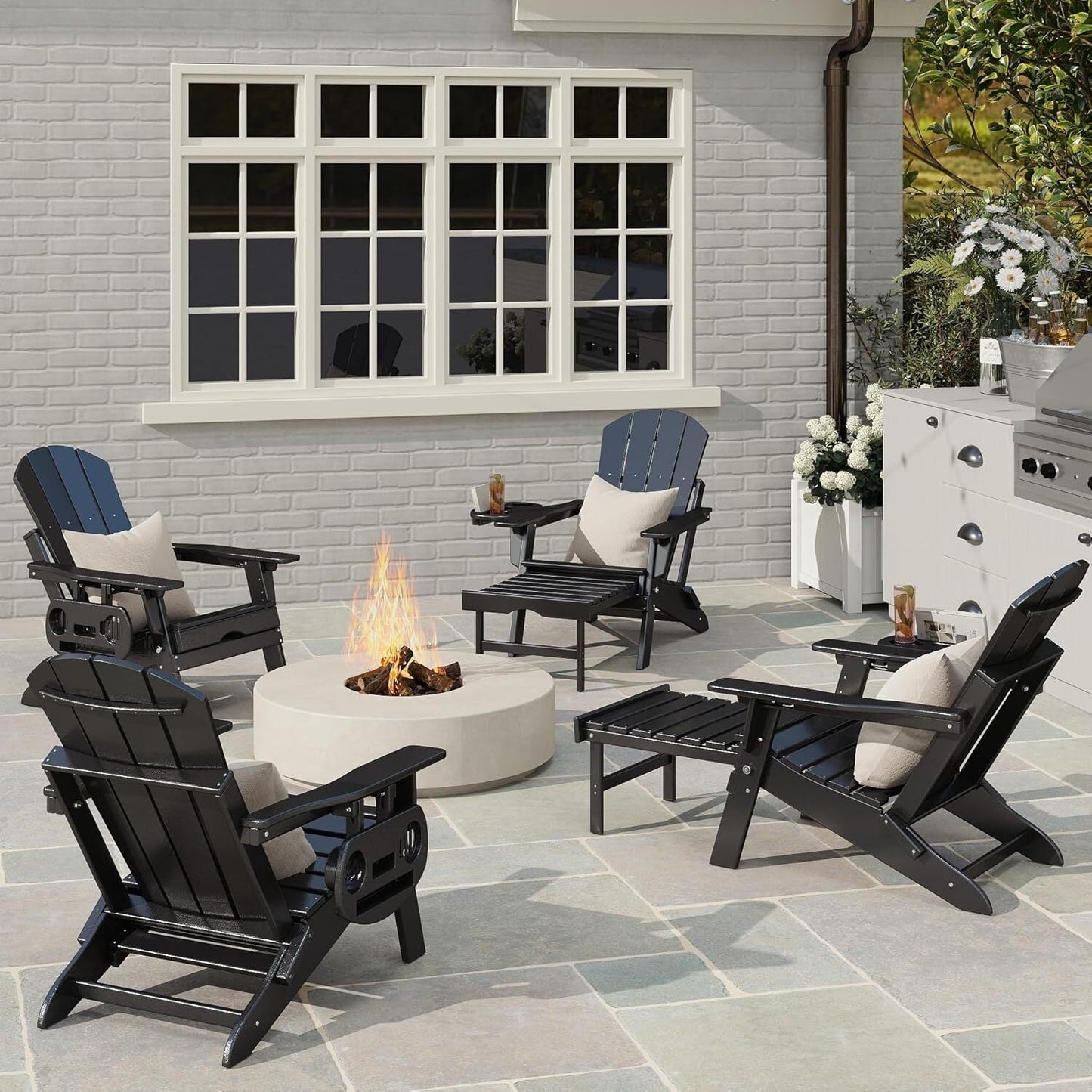Chaise Adirondack réglable avec repose-pieds rétractable