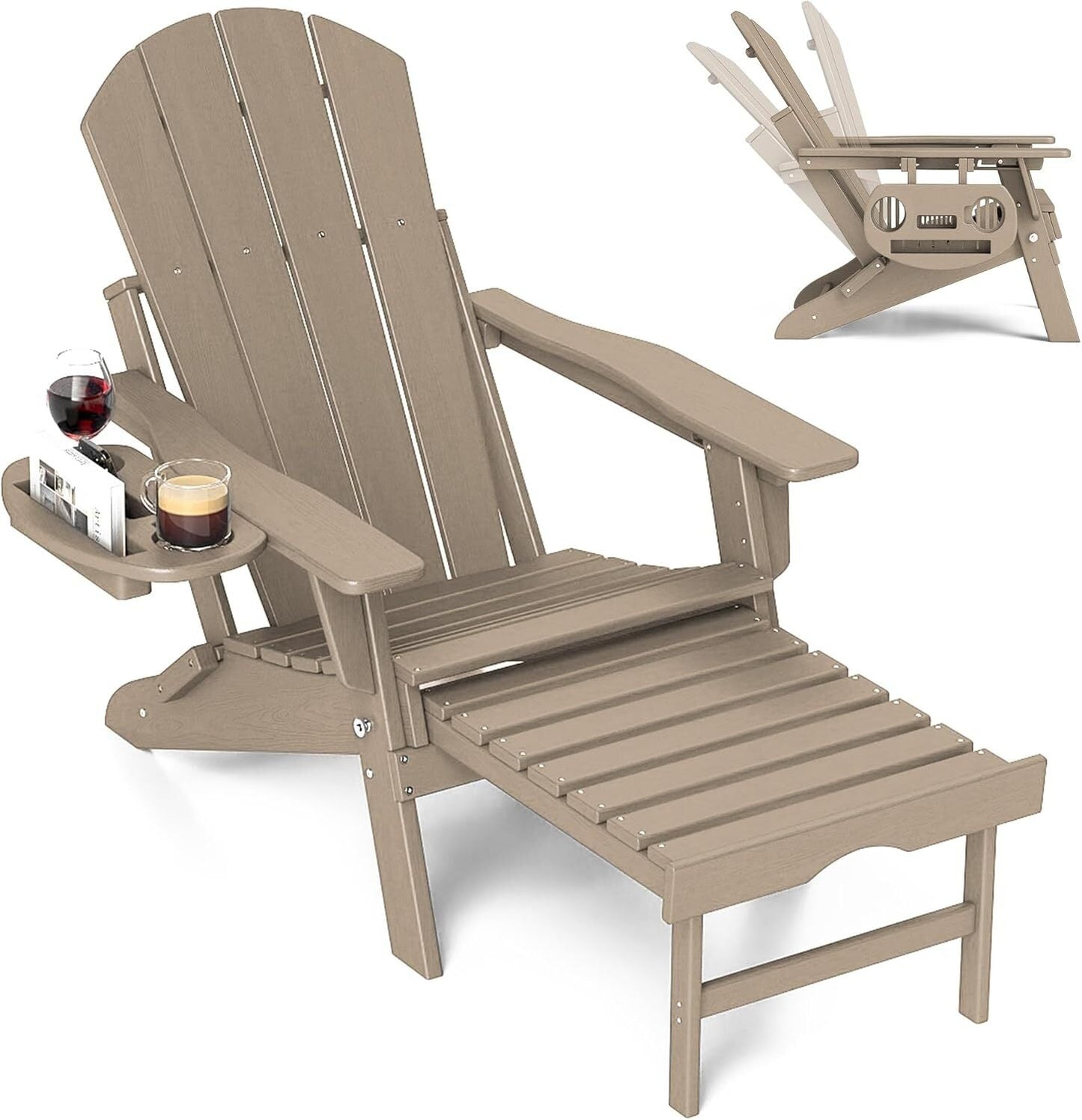 Chaise Adirondack réglable avec repose-pieds rétractable