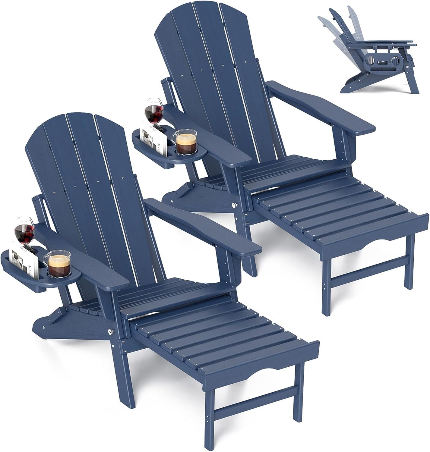 Chaise Adirondack réglable avec repose-pieds rétractable