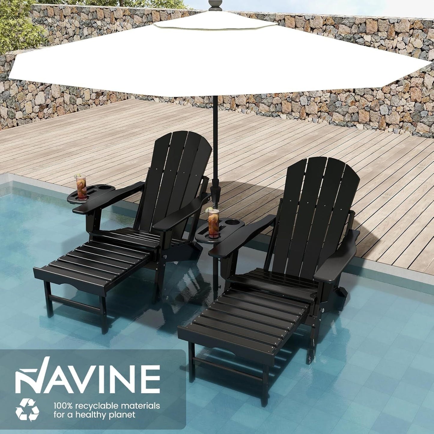 Chaise Adirondack réglable avec repose-pieds rétractable