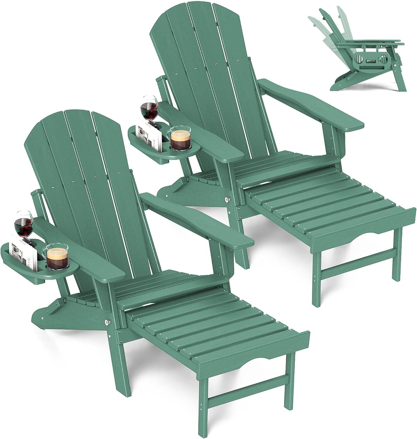 Chaise Adirondack réglable avec repose-pieds rétractable