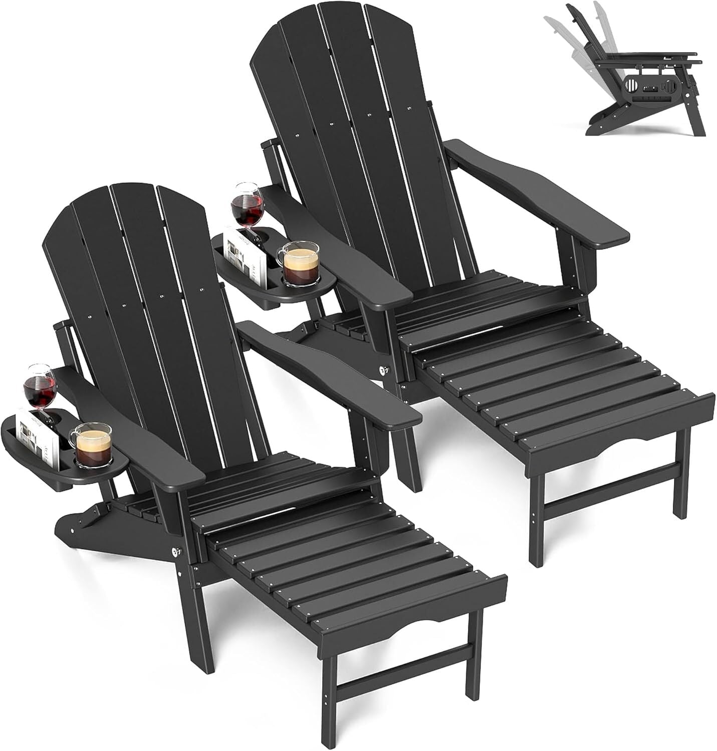 Chaise Adirondack réglable avec repose-pieds rétractable
