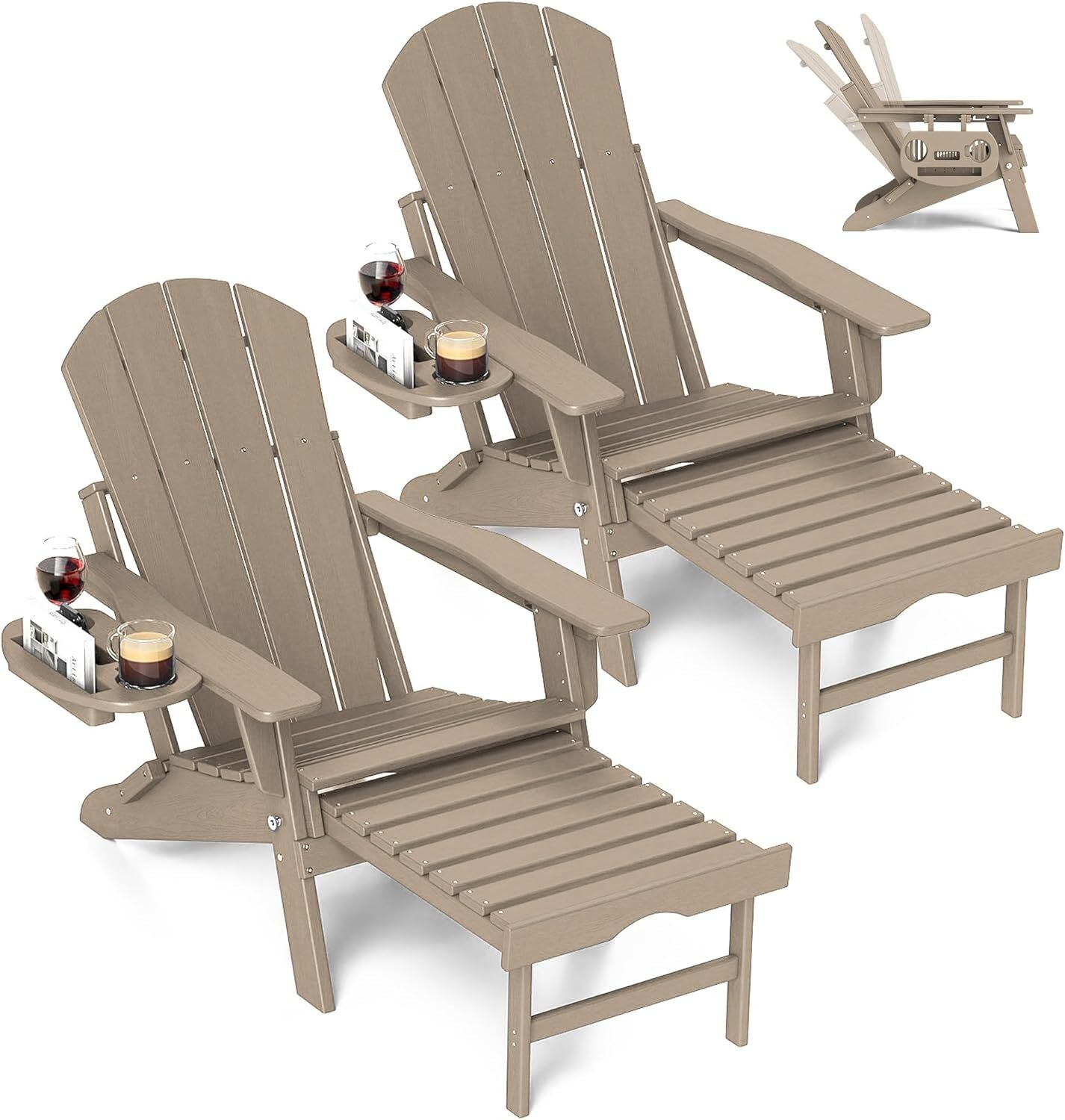 Chaise Adirondack réglable avec repose-pieds rétractable