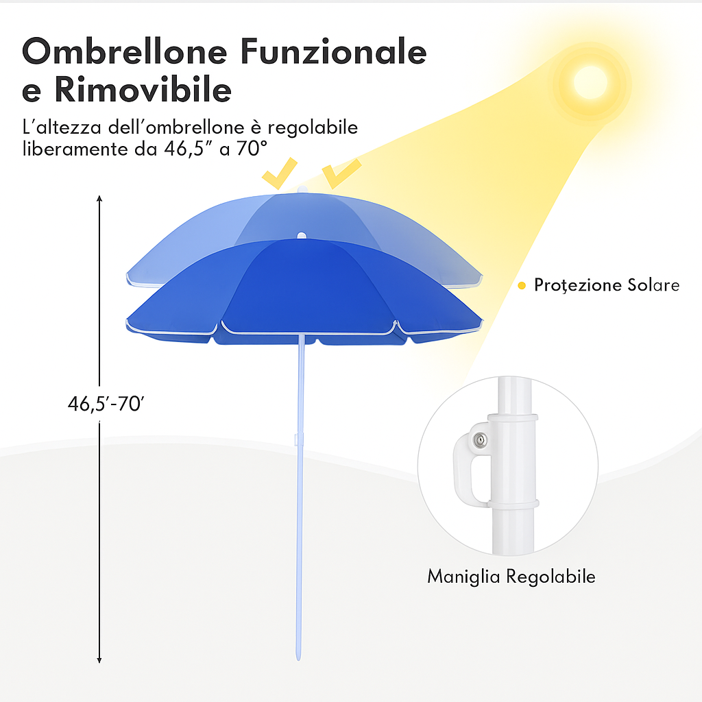 Chaise de camping double Goplus avec parasol et petite table 🪑