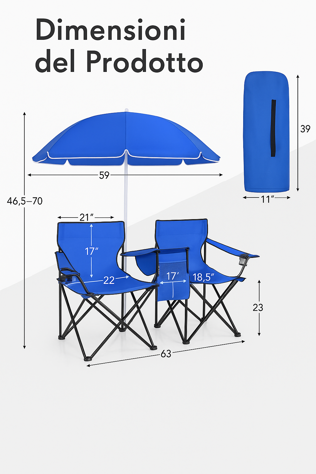 Chaise de camping double Goplus avec parasol et petite table 🪑