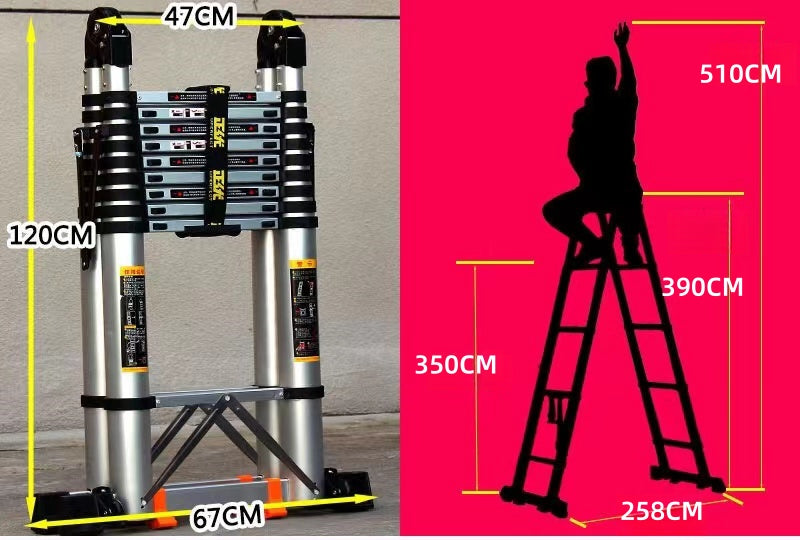 Dubbel te gebruiken metalen telescoopladder