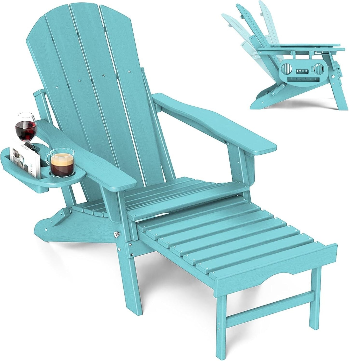 Chaise Adirondack réglable avec repose-pieds rétractable