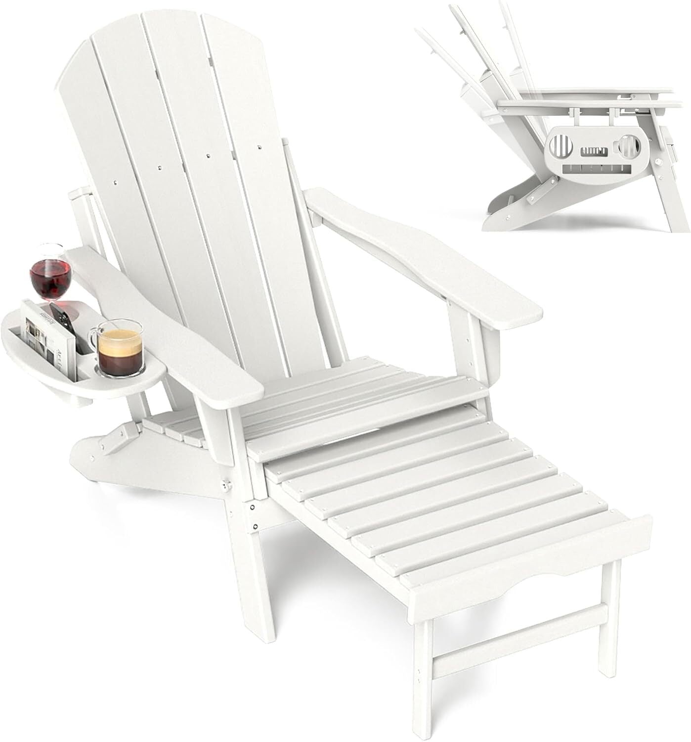 Chaise Adirondack réglable avec repose-pieds rétractable