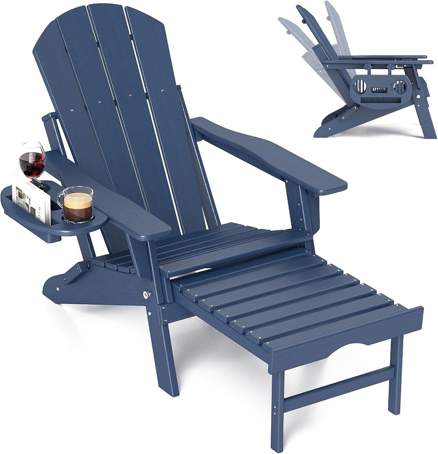 Chaise Adirondack réglable avec repose-pieds rétractable