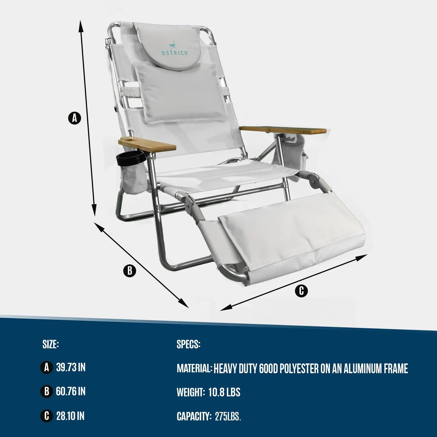 Chaise longue autruche 3-en-1 💺