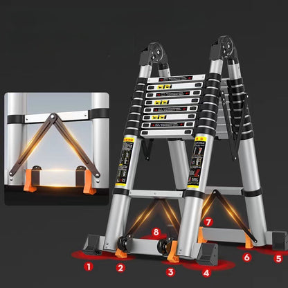 Dubbel te gebruiken metalen telescoopladder