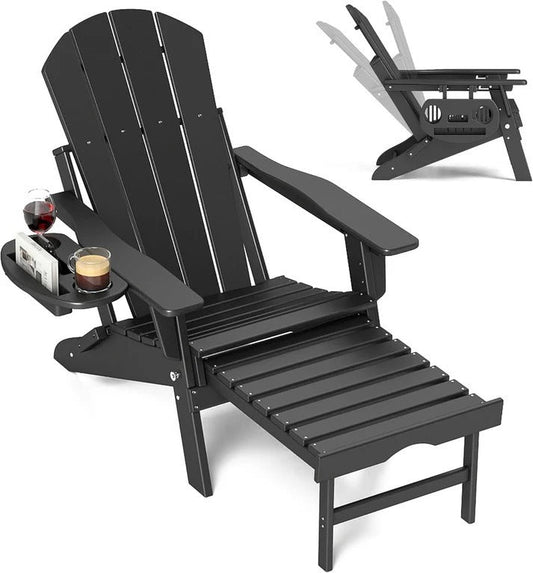 Chaise Adirondack réglable avec repose-pieds rétractable