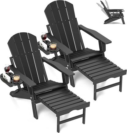 Chaise Adirondack réglable avec repose-pieds rétractable