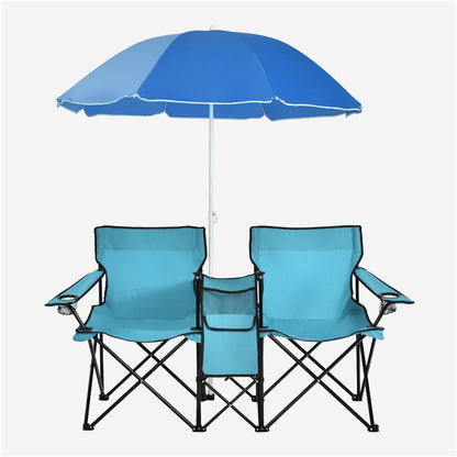 Chaise de camping double Goplus avec parasol et petite table 🪑