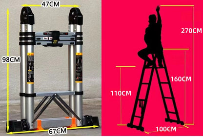 Dubbel te gebruiken metalen telescoopladder