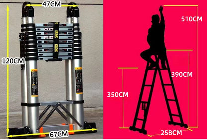 Dubbel te gebruiken metalen telescoopladder